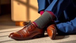 Blauer Anzug, braune Schuhe, welche Socken passen dazu?