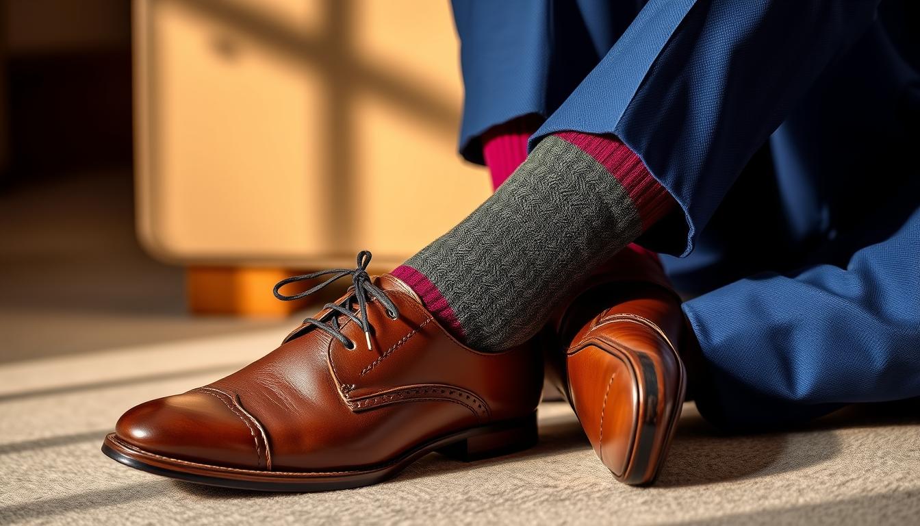 Blauer Anzug, braune Schuhe, welche Socken passen dazu?