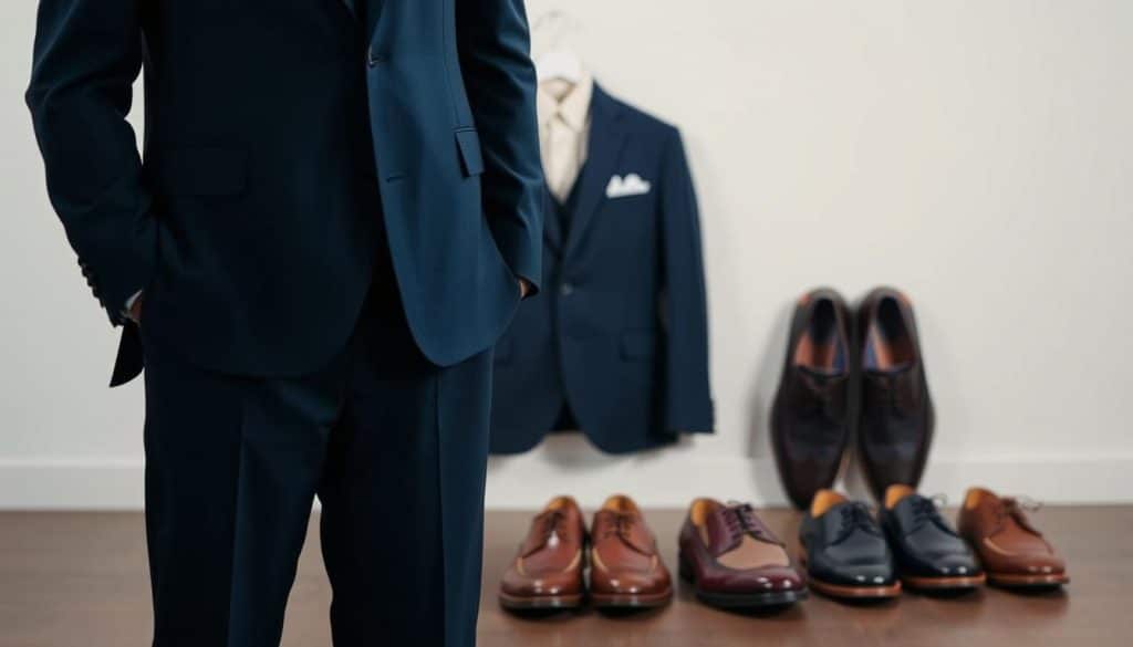 Dunkelblauer Anzug, welche Schuhe passen dazu?
