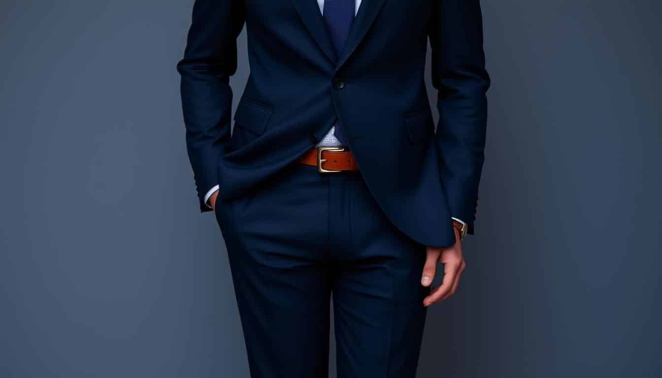 Welche Gürtelfarbe passt zu einem blauem Anzug?
