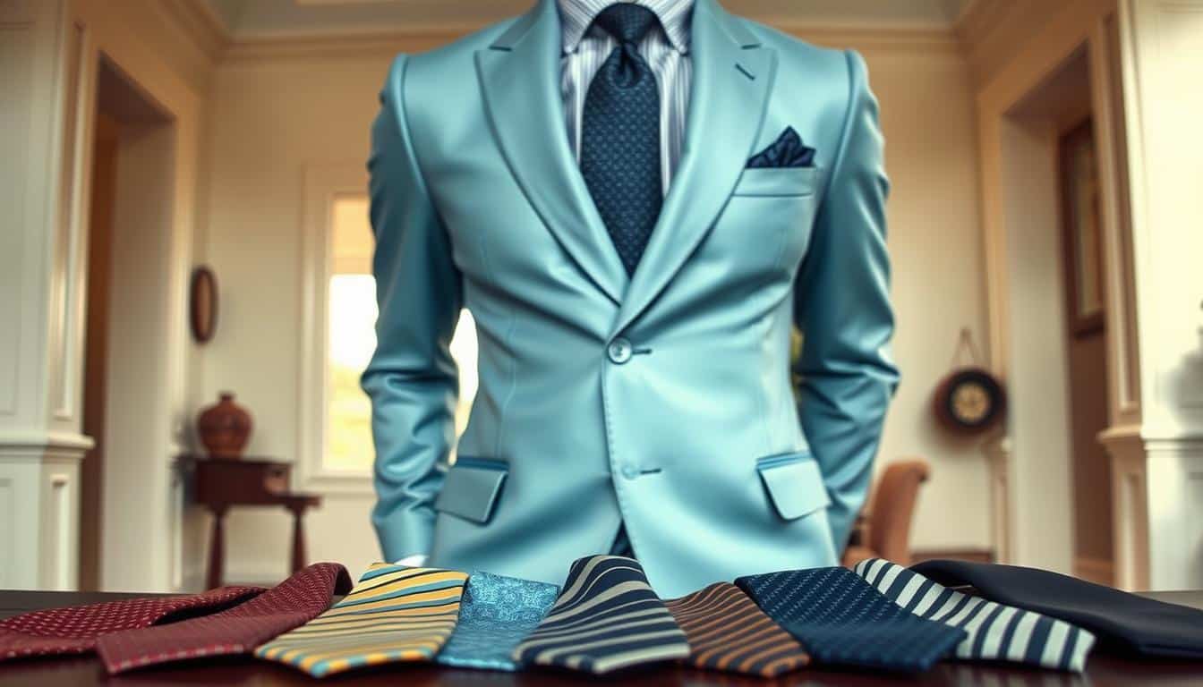 Welche Krawatte trägt man zu einem hellblauen Anzug?