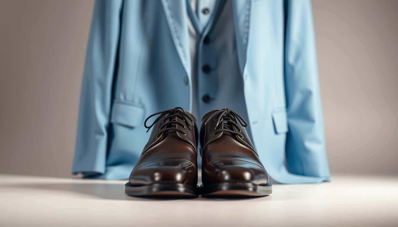 Welche Schuhe trägt man zu einem hellblauen Anzug?